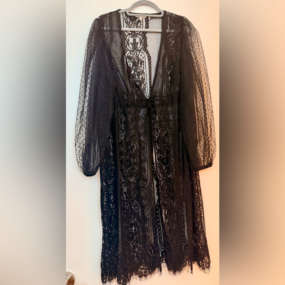 Elegant Black Lace duster